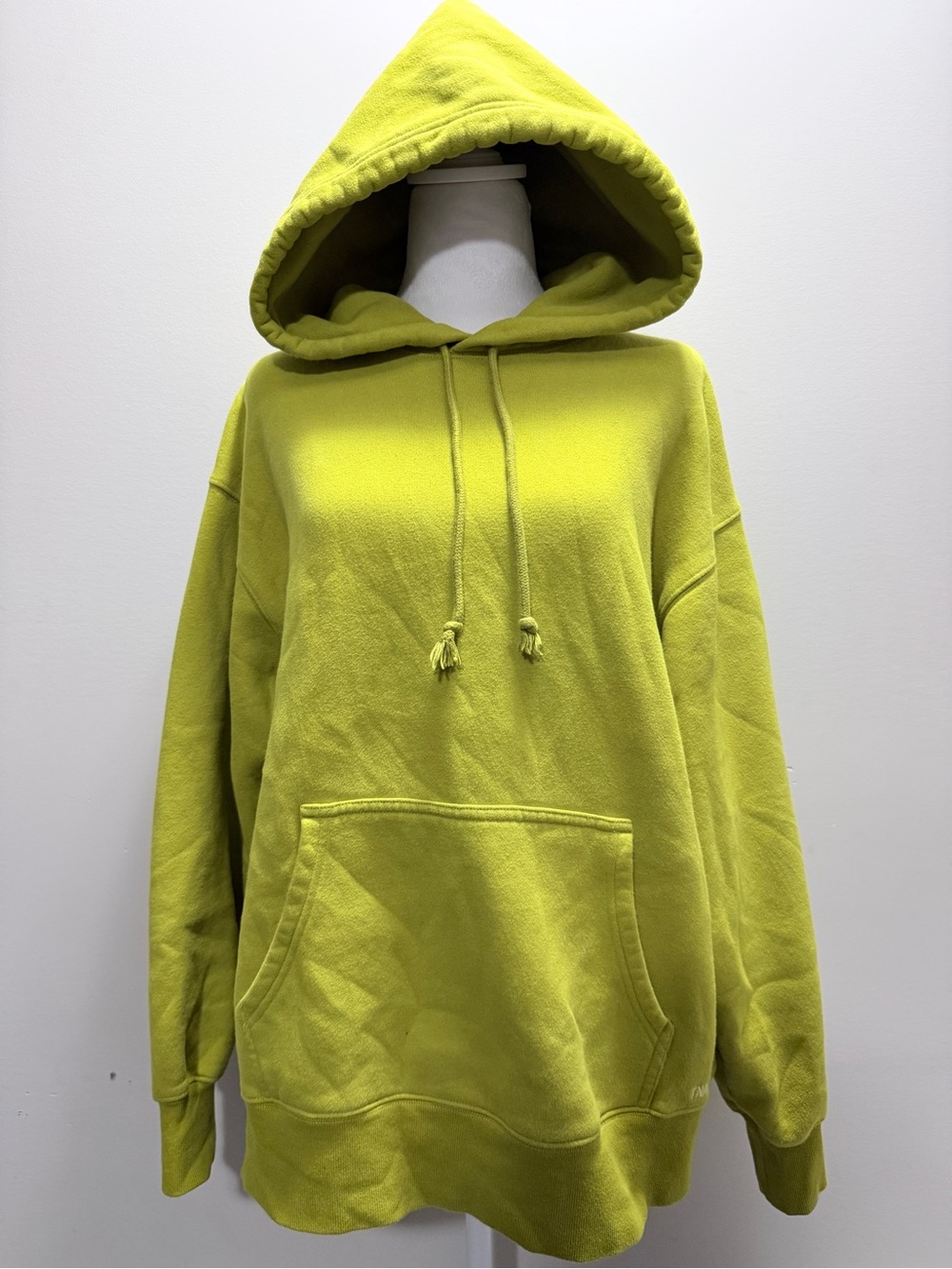 TNA Sweatfleece Boyfriend Fit Avocado Green Hooded Pullover Sweater Size M